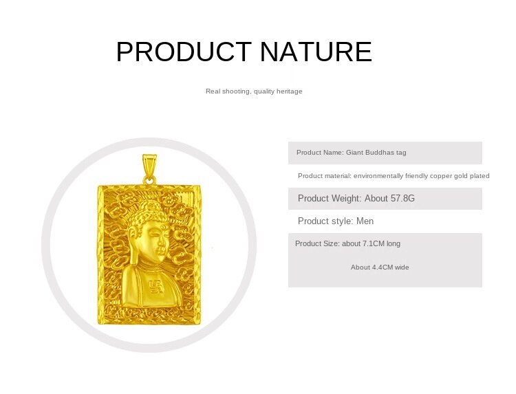 Kalung Emas Asli Kadar 375 Dengan Liontin Tag Buddha Untuk Pria