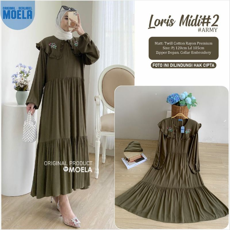 Loris midi tunik panjang polos by moela