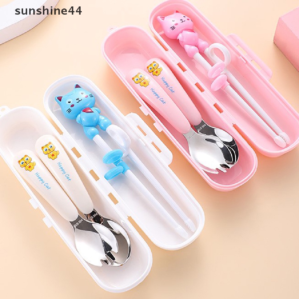 Sunshine 1 Pasang Sumpit Anak Bentuk Kepala Hewan Kartun Untuk Latihan Makan