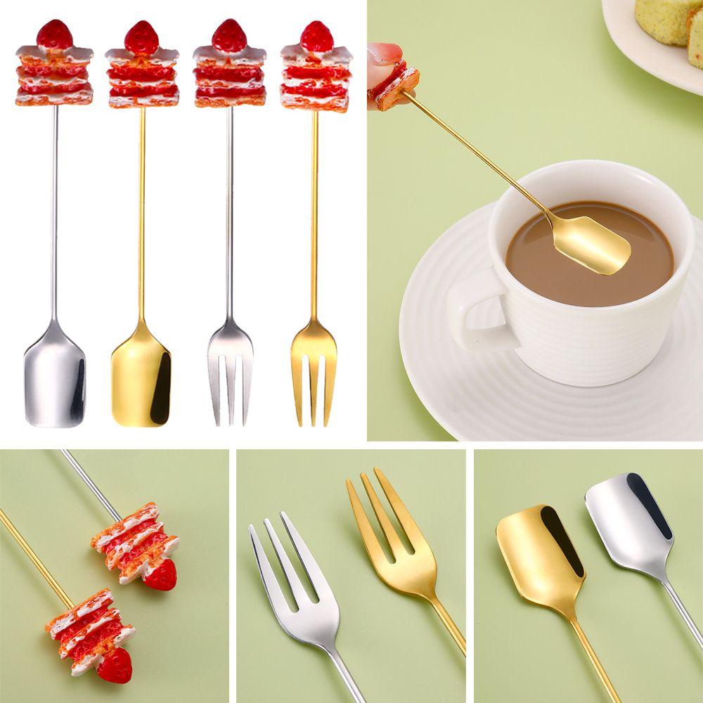 Solighter Set Alat Makan Kreatif Lucu Kartun Kue Kopi Dessert Teh Es Krim Stainless Steel