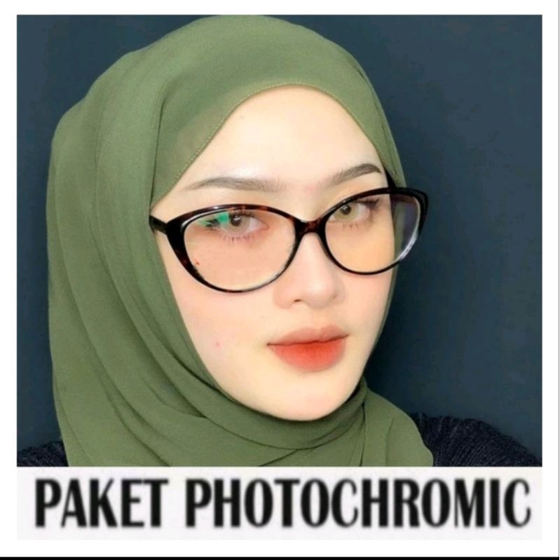 kacamata MJ cat Eye paket lensa photocromic atau blueray minus normal Anti radiasi frame 605