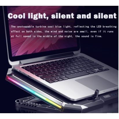 Cooling pad laptop gaming nuoxi 6 fan adjustable dual usb rgb panel control q-8 q8 - Coolingpad cooler fan