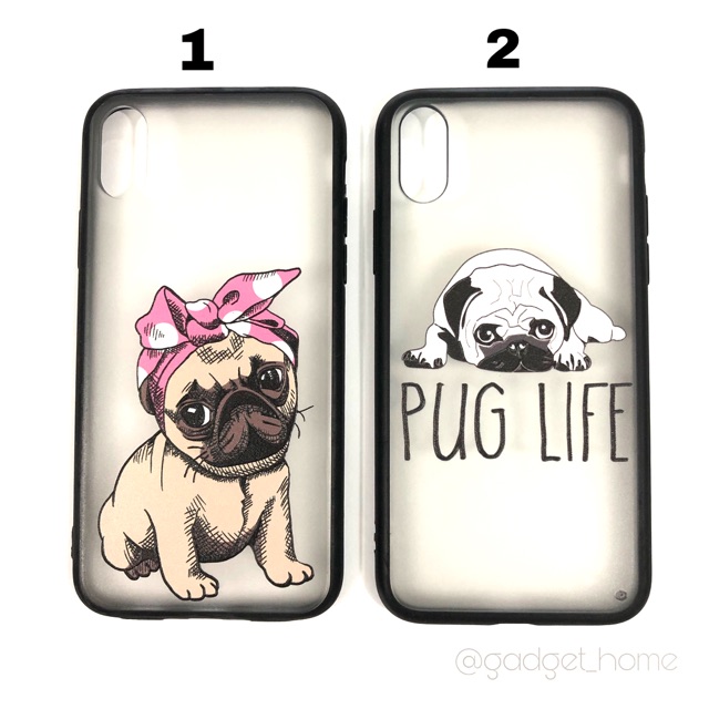 New Case doggy pug softcase karakter lucu iPhone 7+ 8+ 7plus 8plus X XS XR Max