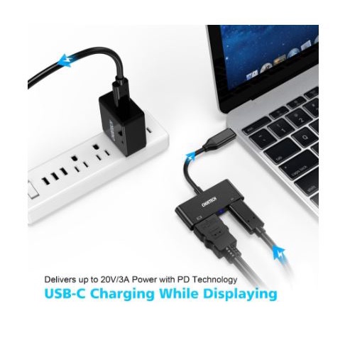 Type-c to hdtv with Pd Usb-c converter adapter choetech 4k uhd Hub-m03 - Type-c to Hdtv