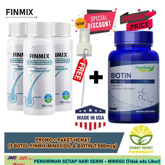 PAKETAN FINMIX MINOXIDIL & NUTRILABS BIOTIN 7500mcg