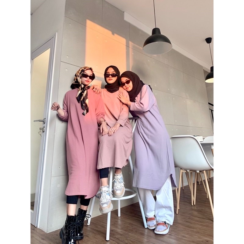 TUNIK  WANITA PANJANG| ATASAN TUNIK WANITA WAFLE | FASHION MUSLIM