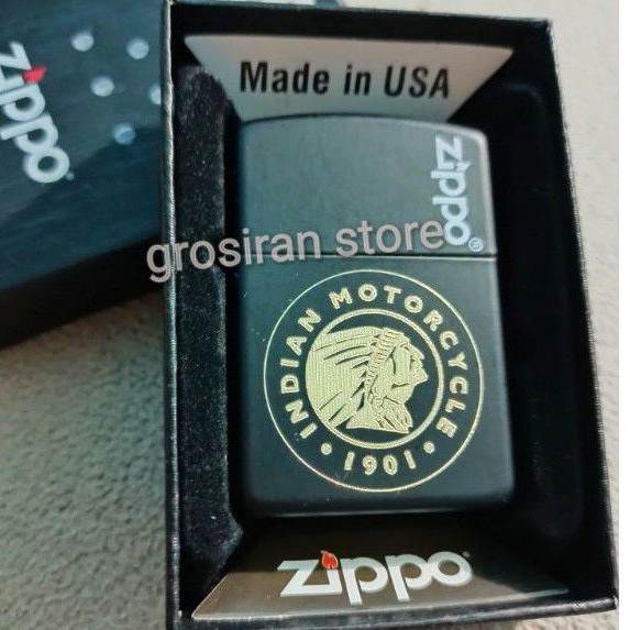 zippo hitam Indian motor custom logo ukir grafir nama kado korek matte