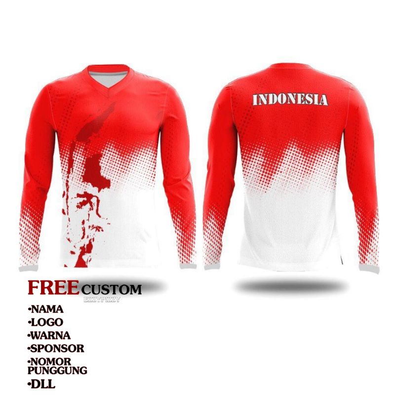 Baju Sepeda / Jersey Sepeda MTB - Jersey Free All Custom - Motif PETA INDONESIA