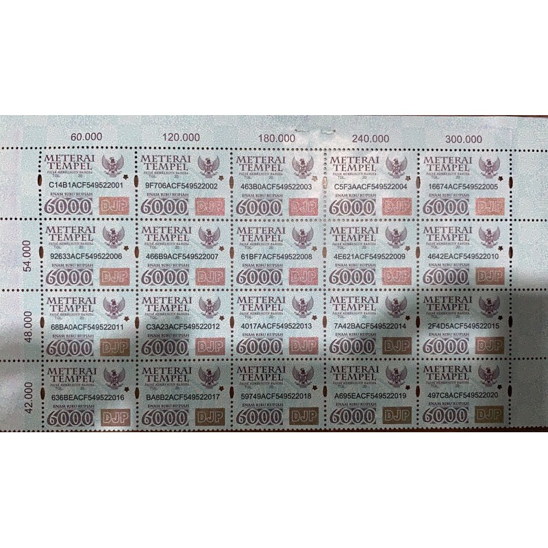 Materai 6000 Tahun 2010-2015 Langka