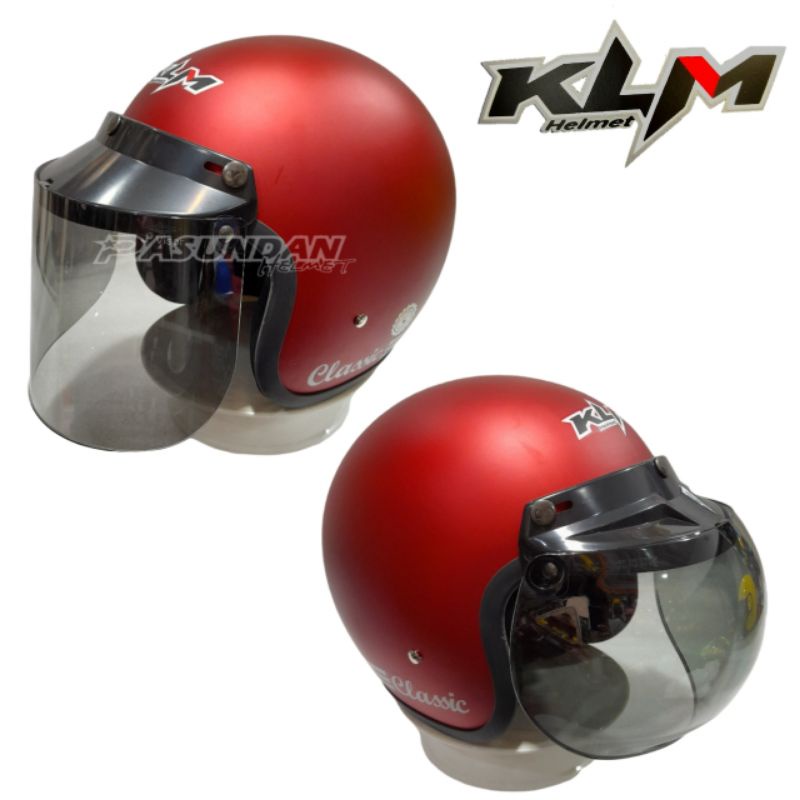 HELM KLM RETRO CLASSIC BOGO DEWASA Maroon Doff