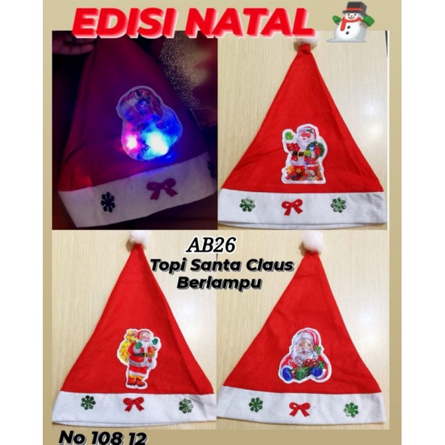 Topi natal berlampu dan tidak,Medan bisa Cod HARGA 1 BIJI