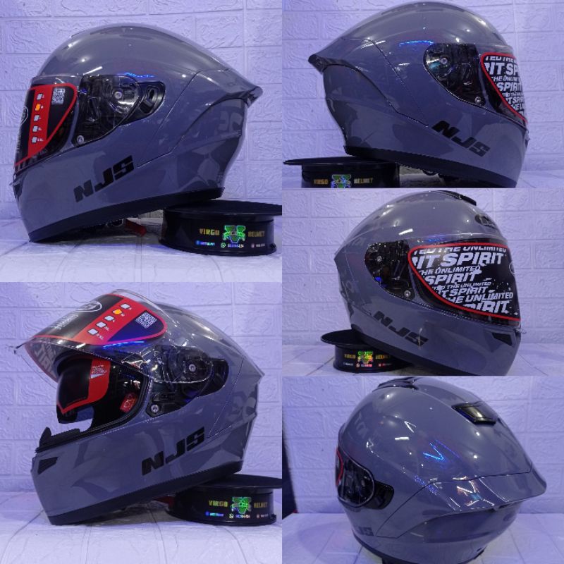 HELM NJS ZX-1 SOLID GREY | NJS ZX-1 STONE GREY DOBEL VISOR DD RING