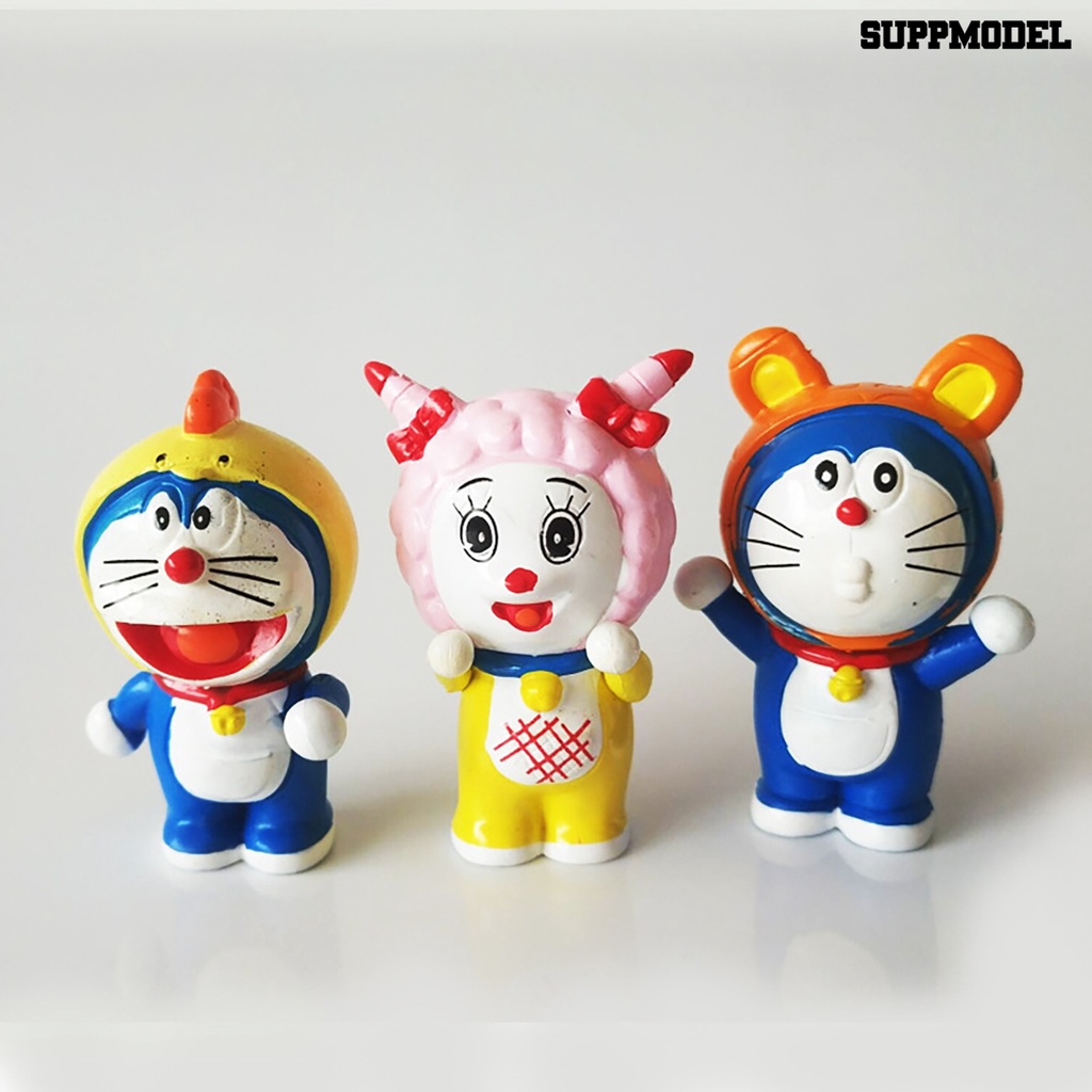 12pcs / Set Mainan Action Figure Model Anime Doraemon Bahan PVC Untuk Anak