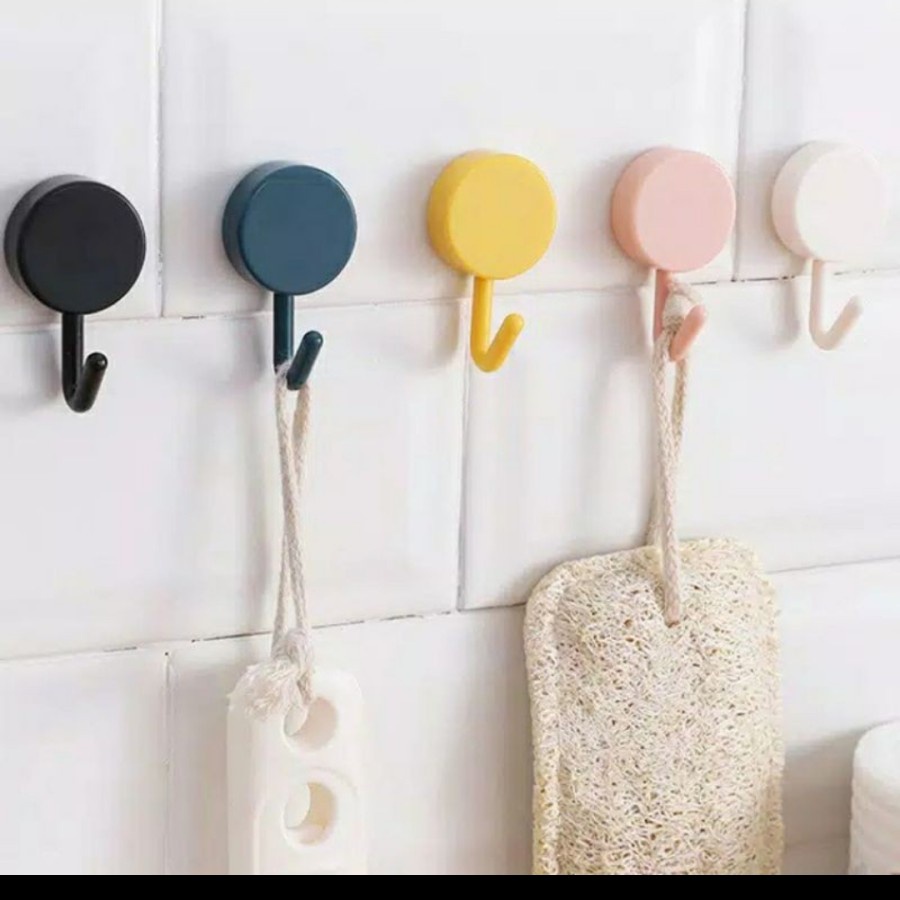 ( DPT 2PCS ) Gantungan Hook Bulat Tempel Dinding Serbaguna Kamar Mandi Dapur Hanger