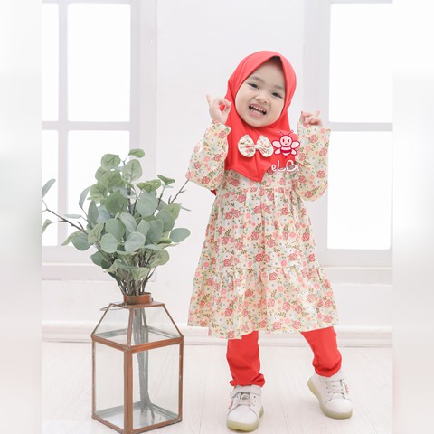 Baju Muslim Anak Perempuan / Baju Muslim Anak 1 Tahun / Setelan Muslim Anak Taalia eLBi