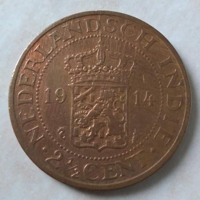 Koin Kuno 2 1/2 Cent Benggol Nederland Indie 1914 - D