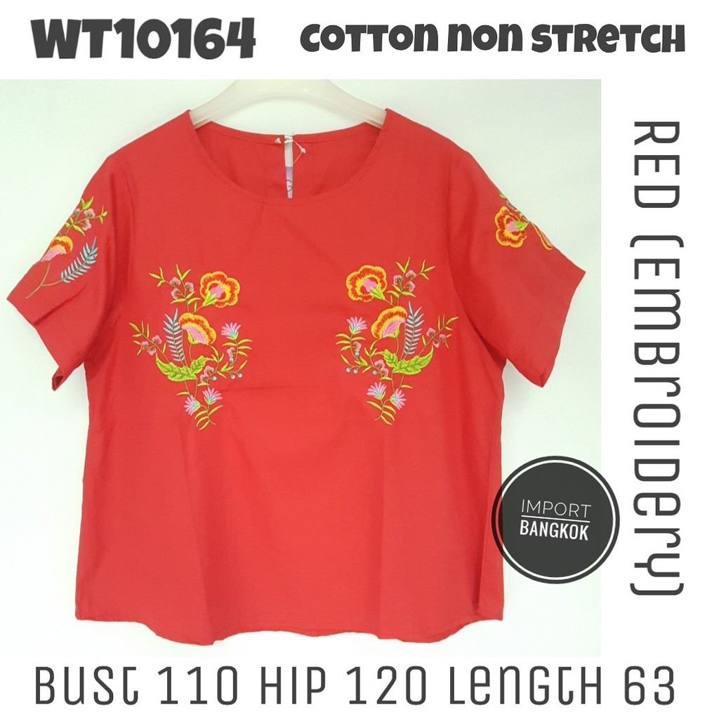 Atasan blus imlek sincia import bangkok katun bordir