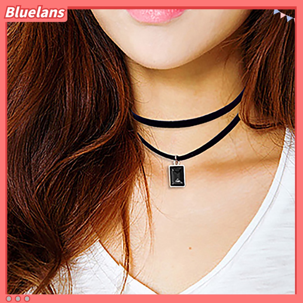 Bluelans Kalung Choker Bahan Lace Velvet Motif Bunga Gaya Vintage Untuk Wanita