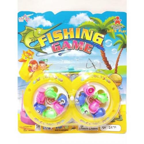 FISHING GAME KIDS - Mainan Memancing Magnet Anak Dua Kolam Bulat Dengan 1 Tuas Ditengah chn pancingan ikan pancing magnet 2 kolam