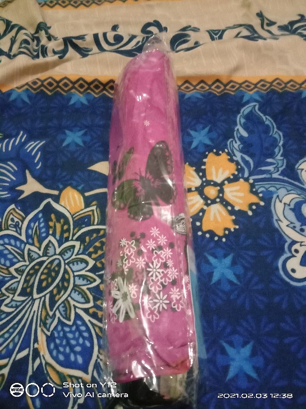 Payung Lipat 3 Korea Lapisan Silver Motif Kembang / Bunga