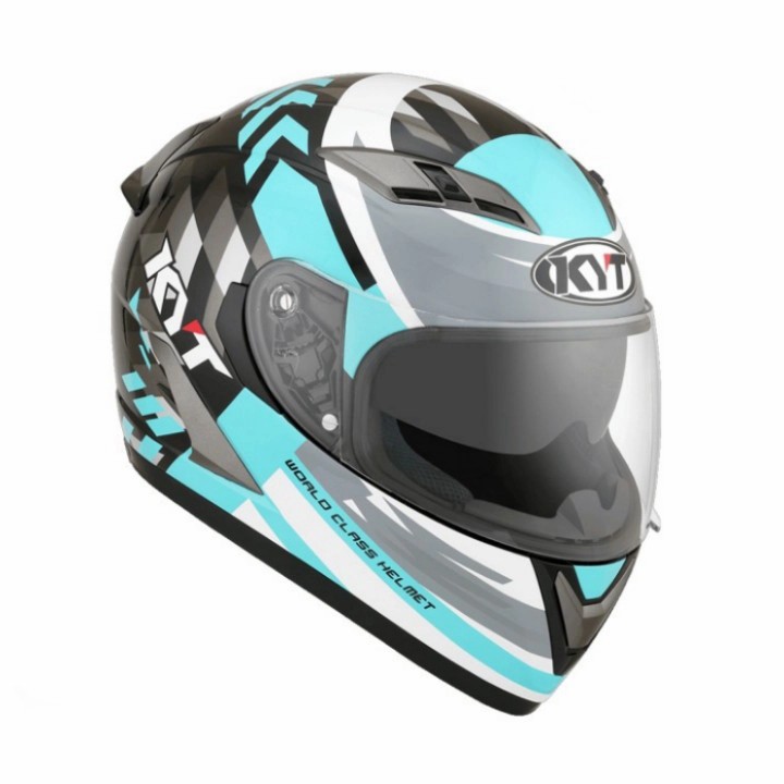 Helm Full Face DOUBLE VISOR KYT FALCON FR BLACK AQUA