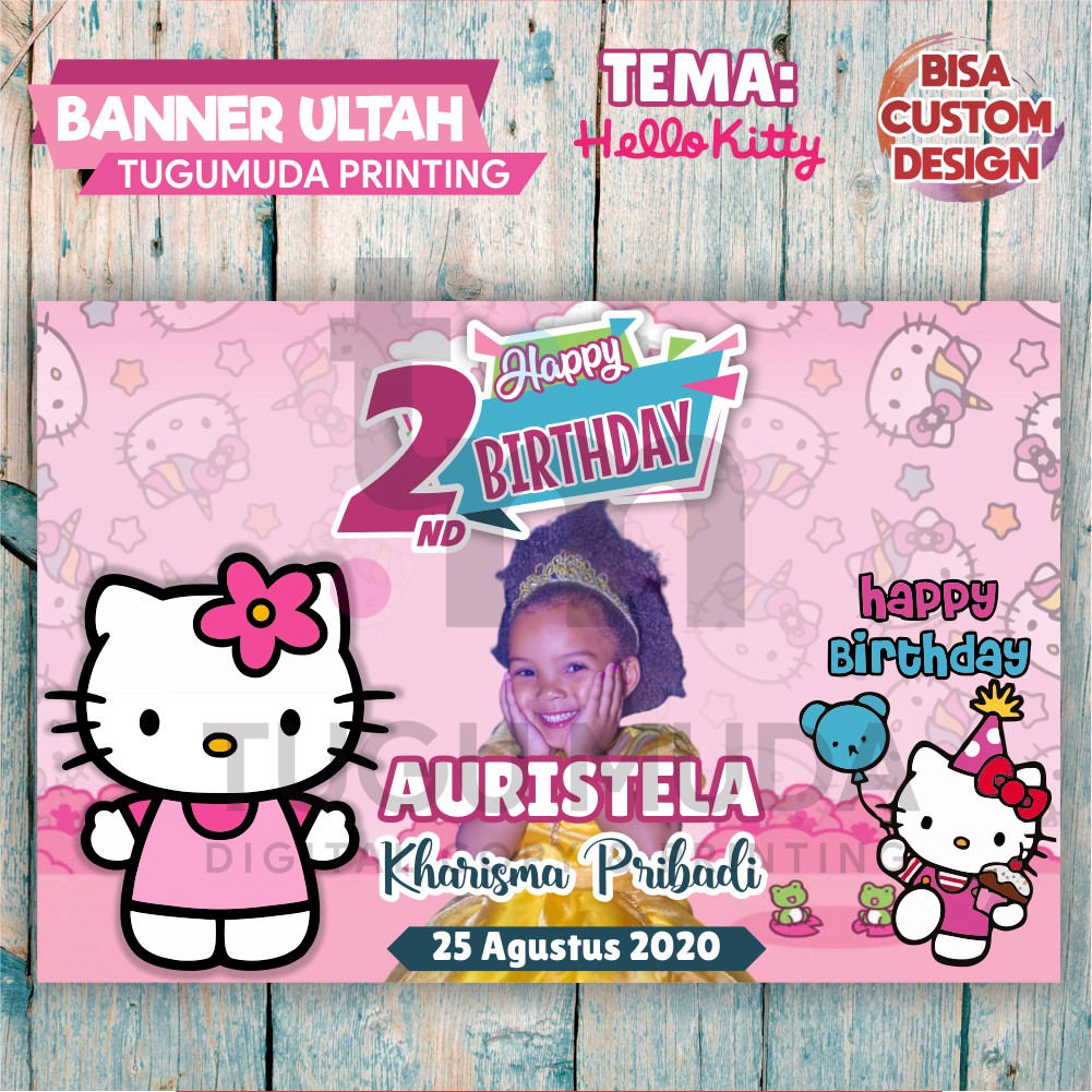 Cetak Banner|Spanduk|Backdrop Ulang Tahun/Ultah Anak - HELLO KITTY
