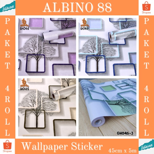 TERMURAH PAKET 4 ROLL!! WALLPAPER STICKER DINDING GH PREMIUM QUALITY 45cm x 5m MOTIF ELEGANT PREMIUM