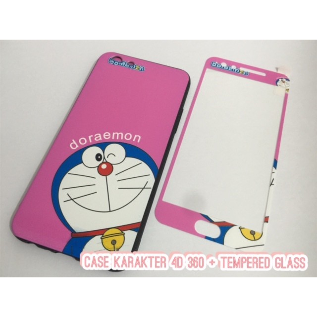 BEST SELLER SOFT CASE KARAKTER 4D 360 + TEMPERED GLASS FULL LAYAR IPHONE 5 / 6 / 7