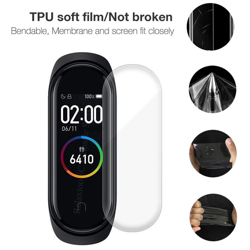 2pcs Film Pelindung Layar Full Screen Bahan Tpu Lembut Transparan Untuk Xiaomi Mi Band 4 3 2