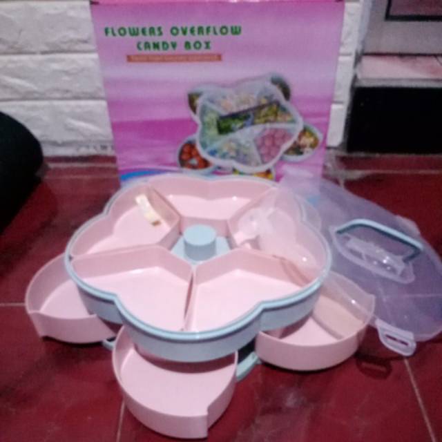 Toples bunga putar 2 susun/toples bunga mekar/toples kue lebaran