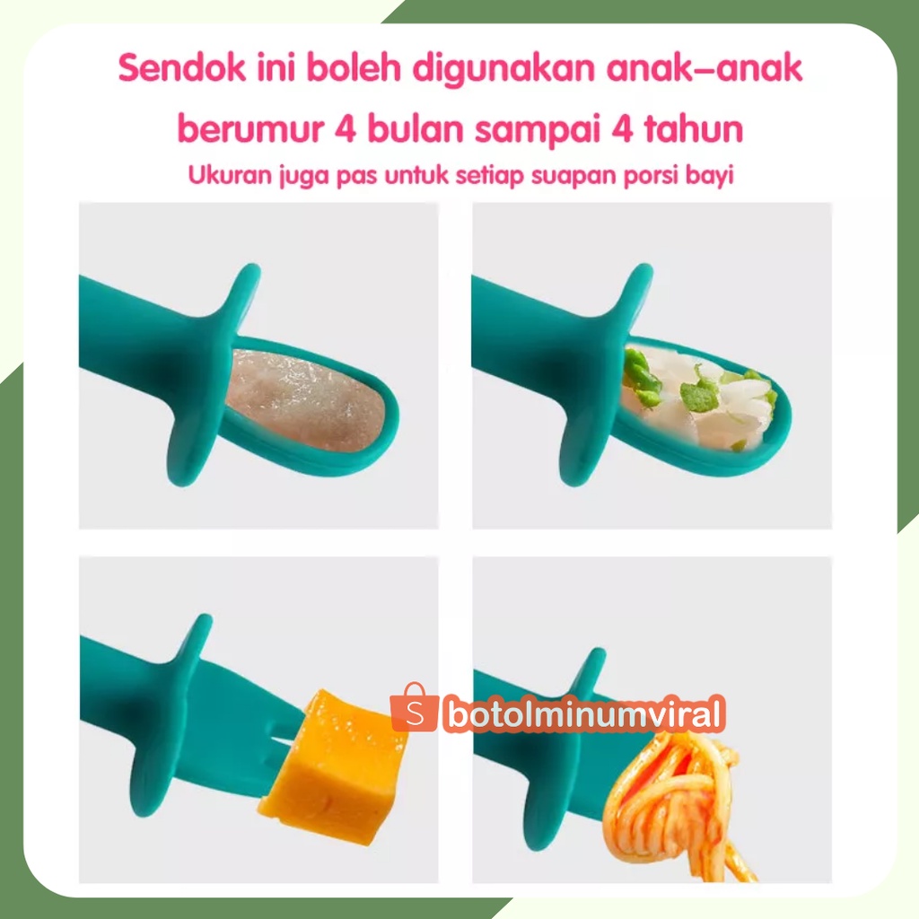 Sendok Makan Bayi Silicon Silikon Garpu Mini Baby Silicone Spoon Set Sendok