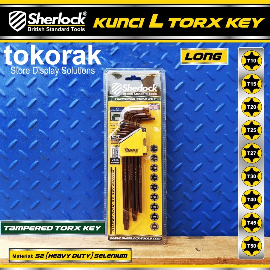 KUNCI L BINTANG HEXKEY LONG SET 9 PCS SHERLOCK - TORX KEY TAMPER