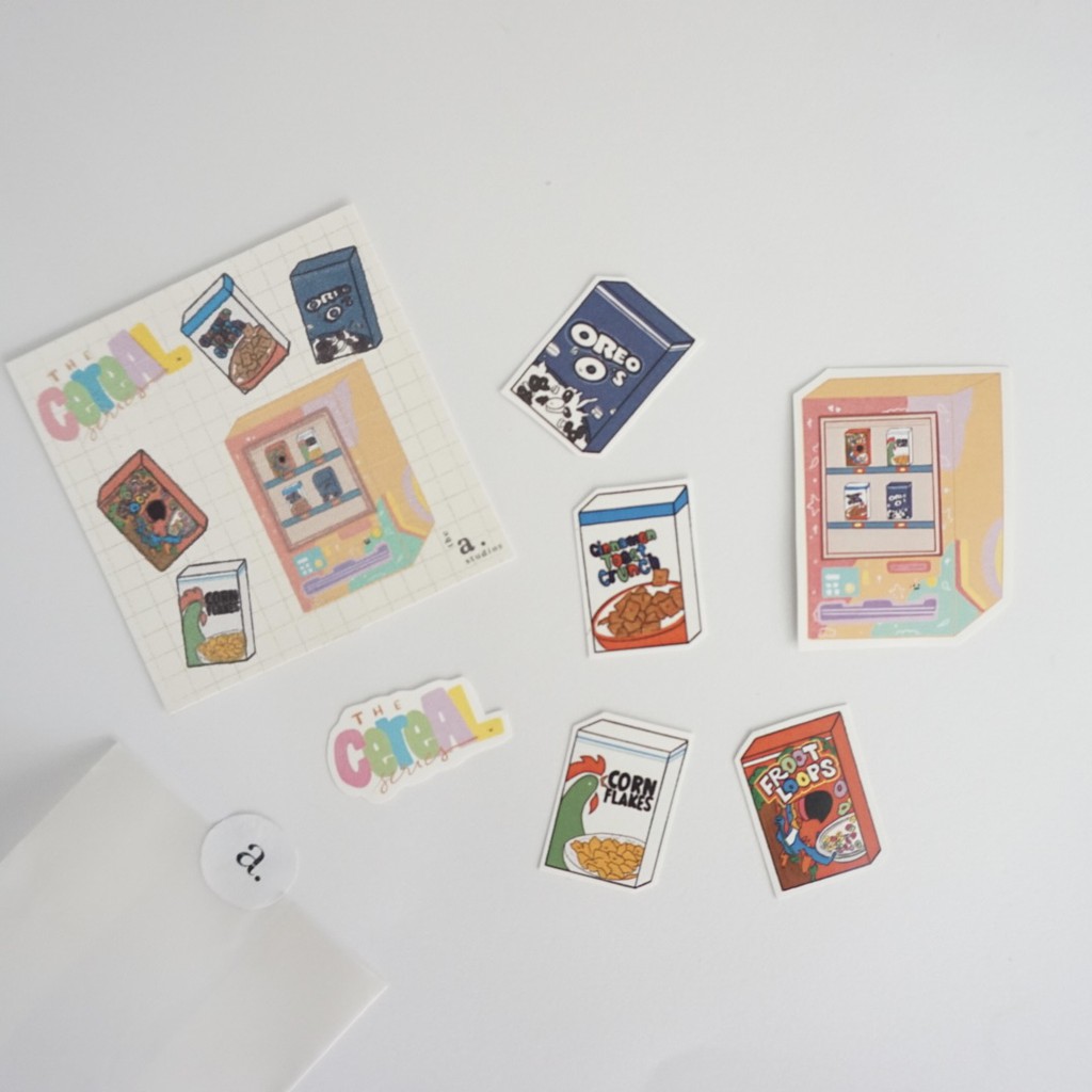 

the cereal series sticker (stiker design jurnal lucu bisa untuk casing hp)