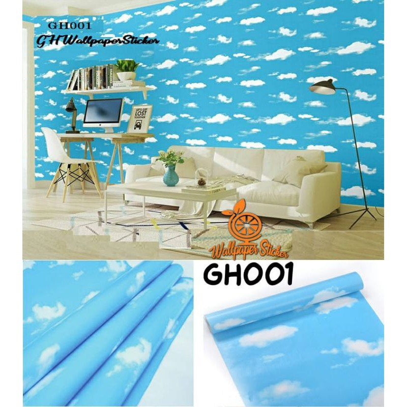 AWAN BIRU LANGIT Wallpaper Sticker dinding Motif Awan Biru plafon ukuran 45 cm x 8 meter  CY1112