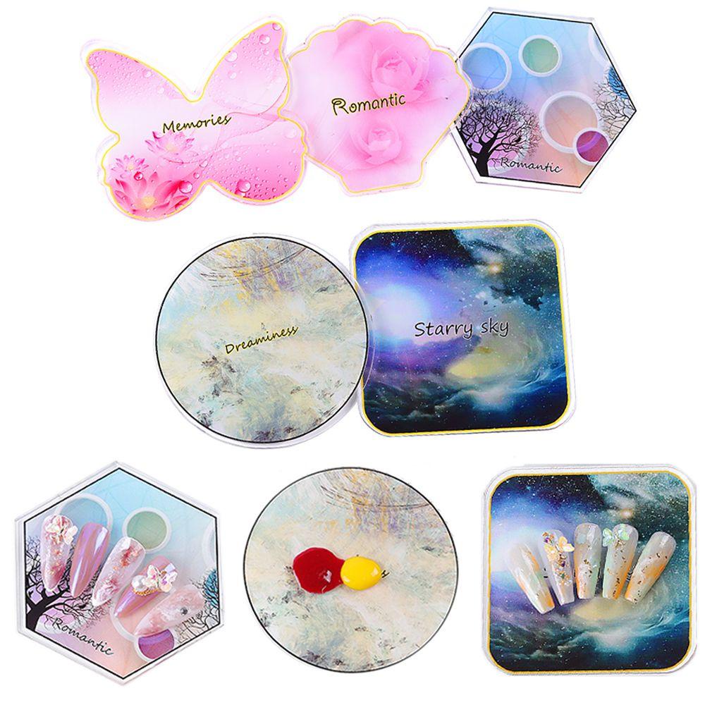 Mxbeauty Nail Art Tools Resin Hexagon Butterfly Papan Pajangan Kuku DIY