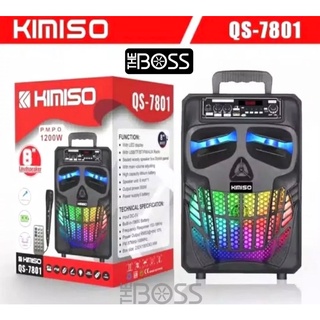 Speaker Bluetooth Wireless Plus Mik Karaoke Kimiso 7801 8inch Led Stong Bass