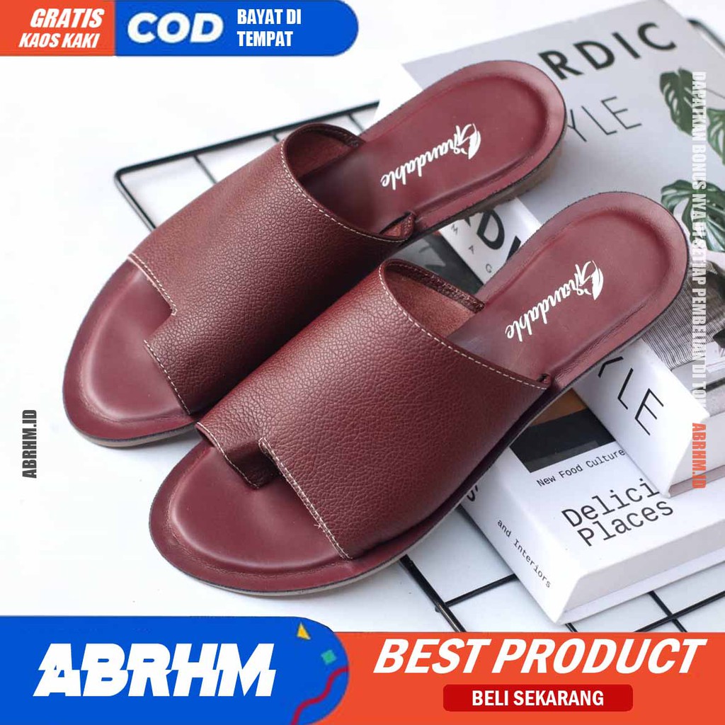 ABRHM x SELIA Sandal Kulit Wanita Papirut Sendal Slop Asli Garut Sandal wanita Teplek Kokop Original