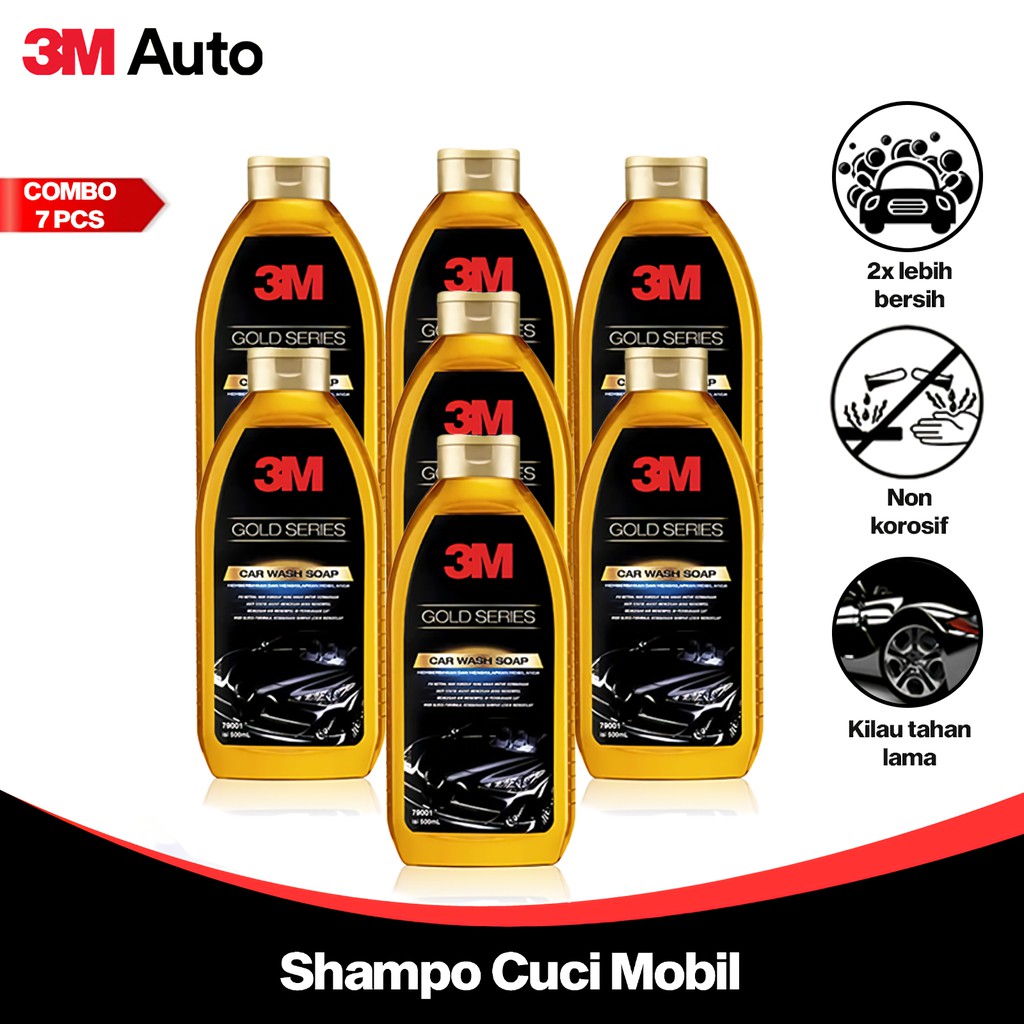 3M Auto Sabun Cuci Mobil COMBO 7 Pcs Gold Series Car Wash Soap Shampoo Non Korosif CMB07-3M-79001