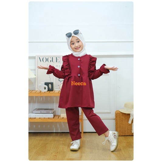 Set Kirana Setelan Knit Anak Cewek Neeca Kiddos Size Junior 6,8,10,12,14 Y