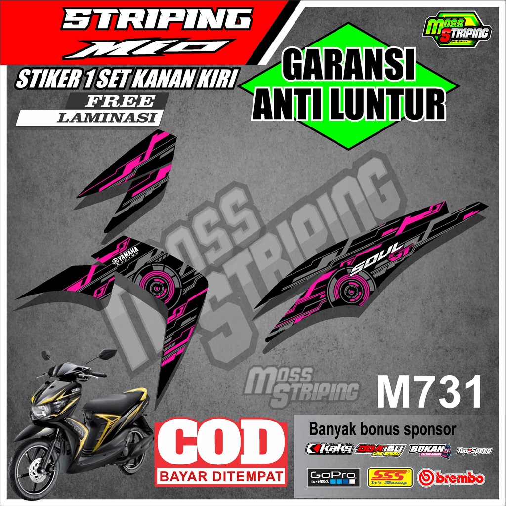 STIKER MOTOR STRIPING YAMAHA MIO SOUL GT KODE M731 STICKER MOTOR SETRIPING LIST VARIASI MIO SOUL GT 