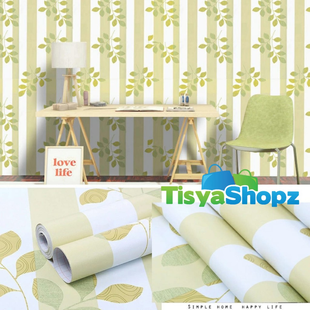 Wallpaper sticker Garis Hijau Daun / walpaper dinding