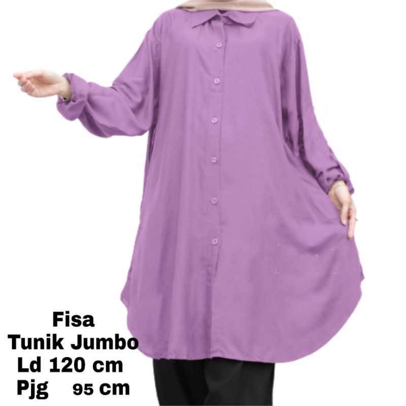 Tunik wanita Jumbo Polos XXL LD 120 Cm Terbaru 2023 Busui Bahan Moscrepe . Atasan Wanita Oversize Viral Baju Kemeja Tunik Cewek Dewasa Big Size Kekinian Murah Fisa