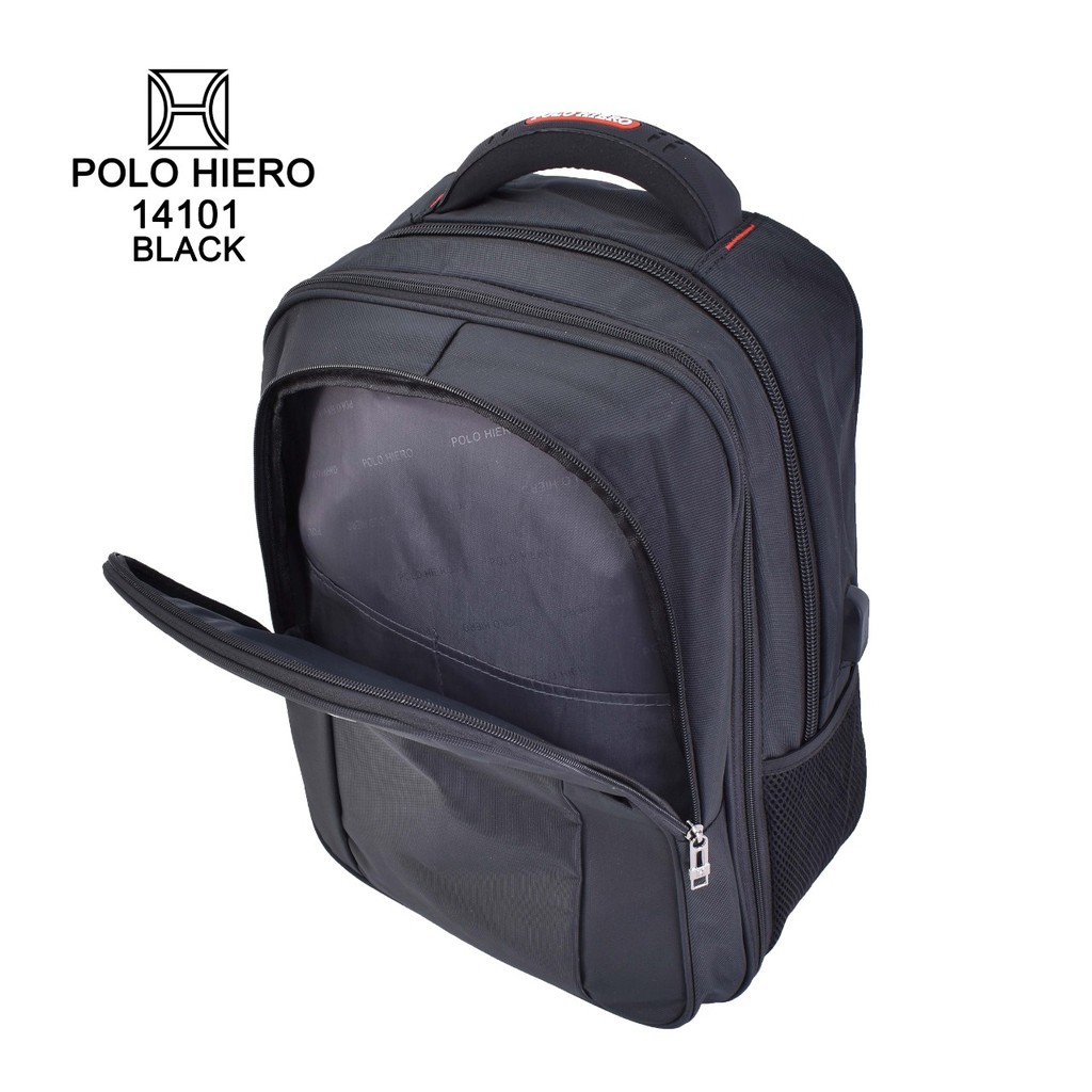 New Model Polo Hiero 14101 Tas Sekolah Ransel Backpack,[Free Kabel USB Extension,Free Rain Cover]