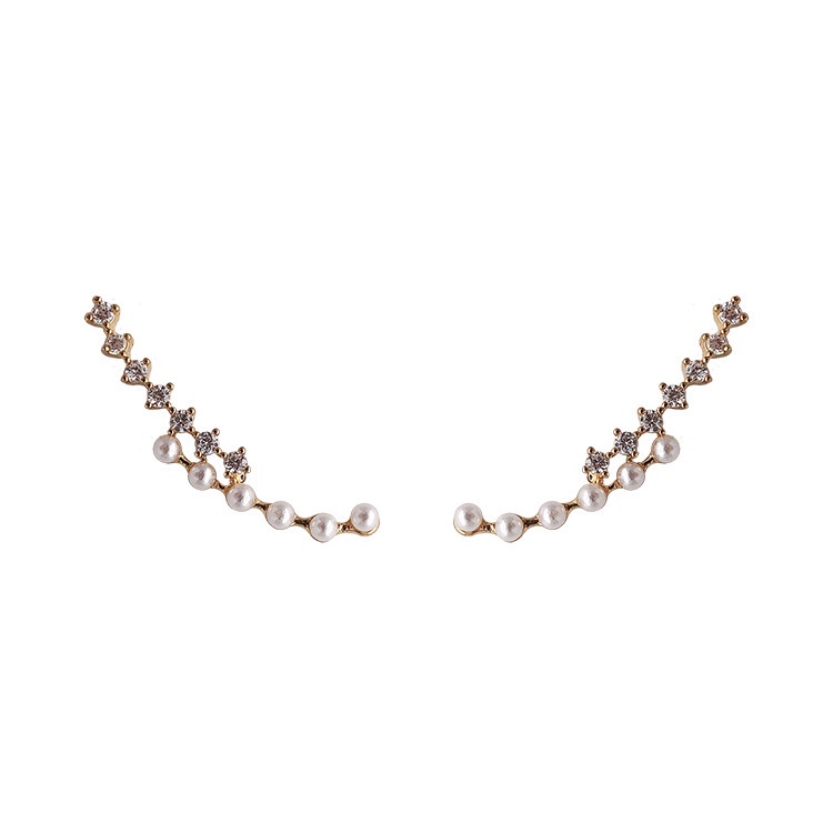 Anting Tusuk Sterling Silver 925 Gaya Korea Selatan Dengan Mutiara + Berlian Imitasi Untuk Wanita