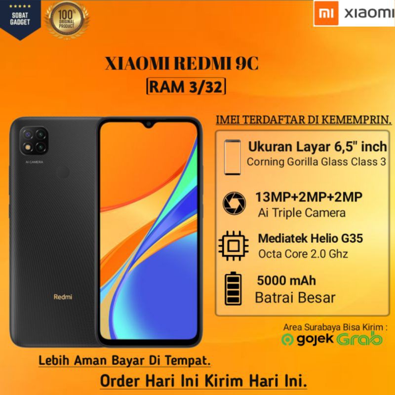 XIAOMI REDMI 9C RAM 3/32 100% ORIGINAL BERGARANSI RESMI TAM XIAOMI INDONESIA