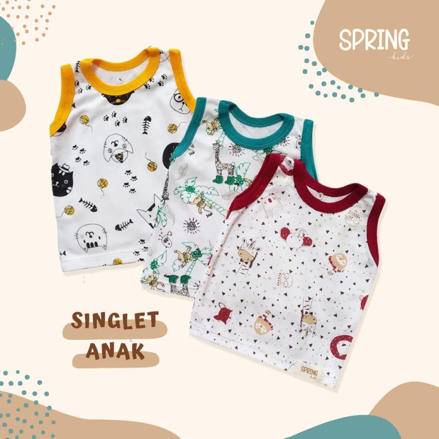 Singlet Bayi Celana Pendek Bayi Set of 3 SPRING KIDS