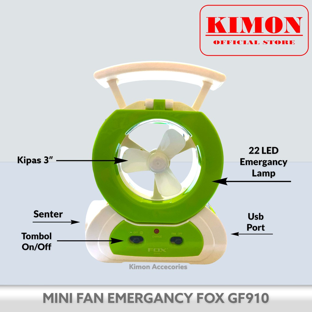 KIPAS SENTER FOX GF910 EMERGANCY LAMP LAMPU DARURAT SENTER ISI ULANG