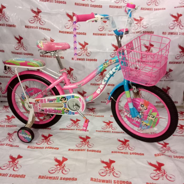 Terbaru Sepeda anak 18 mini pacific berkarakter POWER PUFF GIRL boncengan