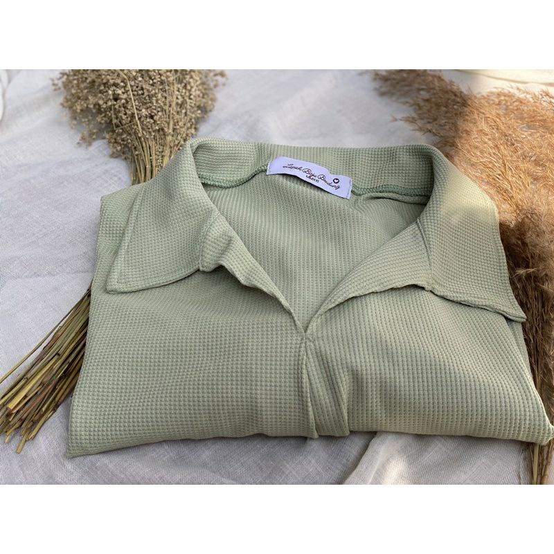 Murayya Blouse Crop Waffle Rajut Wanita 7get tebal