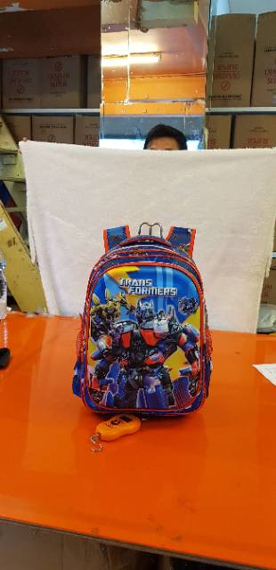 Tas Ransel Sekolah Anak Sd 5D Timbul 3 Ruang 17 Inch cars mc quin Tas Cowok Backpack Korea Stylish